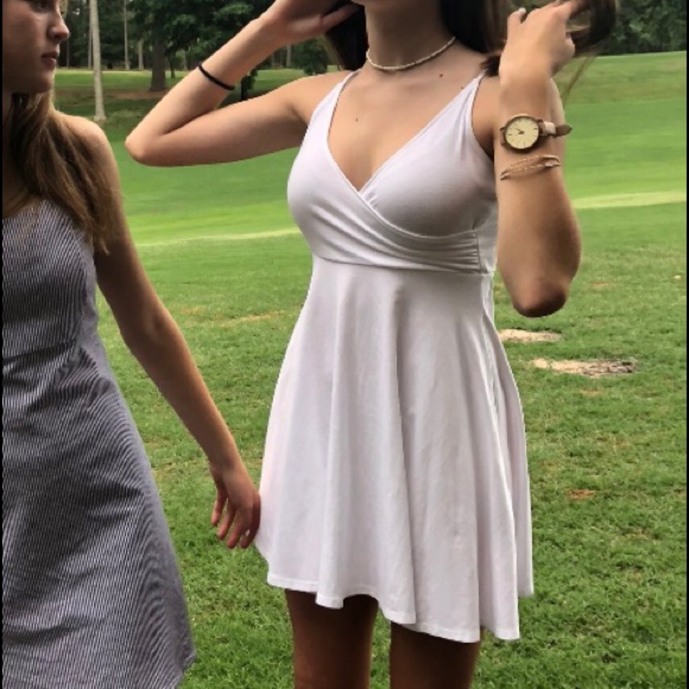 white wrap dress